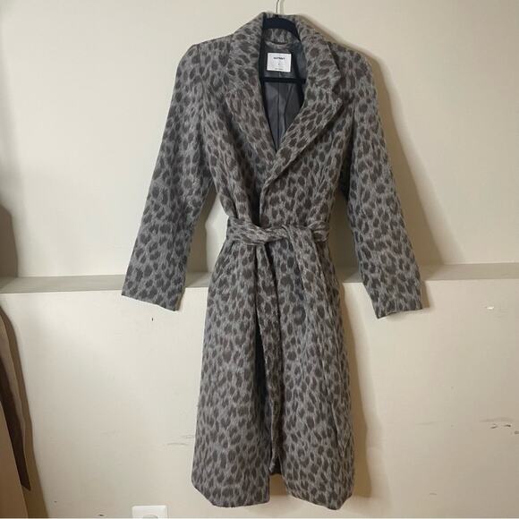 Old Navy Oversized Soft-brushed Leopard-Print Coat Size Small - Picture 9 of 11